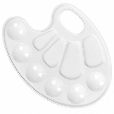 Палитра для рисования ПИФАГОР "ЭНИКИ-БЕНИКИ", белая, овальная, 10 ячеек (6 ячеек для красок и 4 для смешивания), 192352 Палитра для рисования ПИФАГОР "ЭНИКИ-БЕНИКИ", белая, овальная, 10 ячеек (6 ячеек для красок и 4 для смешивания), 192352