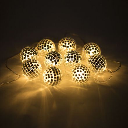 Электрогирлянда-нить комнатная "Диско-шары", 1,5 м,10 LED, тёплый белый, батарейки, ЗОЛОТАЯ СКАЗКА, 591731