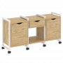 Loft Тумба на колесных опорах наборная. Вариант №7 VR.L-TN-7.K Тиквуд светлый/Белый металл 1440*460*767
