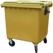 Контейнер-бак мусорный 1100 л пластиковый на 4-х колесах с крышкой желтый