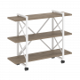 Loft Стеллаж на колесных опорах-3 полки VR.L-MST.K-3.8V Тиквуд тёмный/Белый металл 1200*400*968