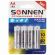 Батарейки КОМПЛЕКТ 4 шт., SONNEN Alkaline, АА (LR6, 15А), алкалиновые, пальчиковые, блистер, 451085