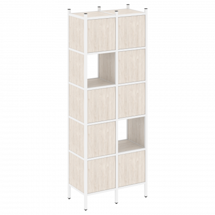 Loft Прямой стеллаж наборный VR.L-05 Денвер светлый/Белый металл 862*446*1869