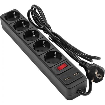 Сетевой фильтр ExeGate SP-5-USB-1.8B 5р/1,8м, 2 USB,черный(EX295490RUS) Сетевой фильтр ExeGate SP-5-USB-1.8B 5р/1,8м, 2 USB,черный(EX295490RUS)