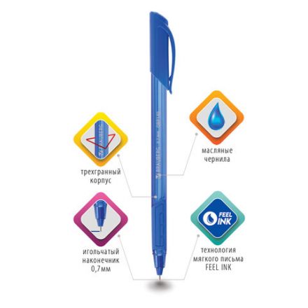 Ручка шариковая масляная BRAUBERG "Extra Glide GT Tone", СИНЯЯ, узел 0,7 мм, линия письма 0,35 мм, 142922 Ручка шариковая масляная BRAUBERG "Extra Glide GT Tone", СИНЯЯ, узел 0,7 мм, линия письма 0,35 мм, 142922
