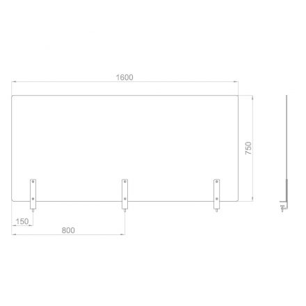 Экран BSL_защитный на 3 струбцины, акрил 1600x750x4 мм