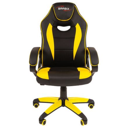 Кресло компьютерное BRABIX "Blaze GM-162", TW/экокожа, черное/желтое, 532579, 7083507 Кресло компьютерное BRABIX "Blaze GM-162", TW/экокожа, черное/желтое, 532579, 7083507