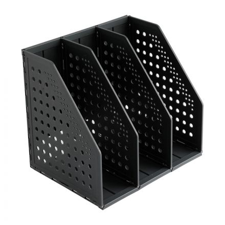 Лоток вертикальный Deli E79003Drey складной 3 отделения темно-серый