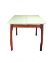 Стол В-45 80(115)*80 ЛДСП 16мм+стекло 4мм Беж матовый, вставка "бабочка", опора орех массив Стол В-45 80(115)*80 ЛДСП 16мм+стекло 4мм Беж матовый, вставка "бабочка", опора орех массив