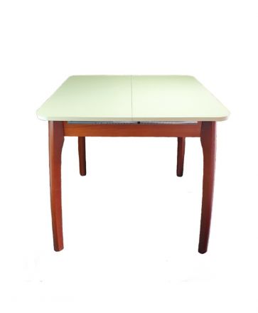 Стол В-45 80(115)*80 ЛДСП 16мм+стекло 4мм Беж матовый, вставка "бабочка", опора орех массив Стол В-45 80(115)*80 ЛДСП 16мм+стекло 4мм Беж матовый, вставка "бабочка", опора орех массив