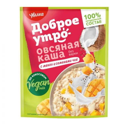 Каша Увелка овсяная на осн кокос напитка с манго и сем-ми чиа 40гх20шт/уп Каша Увелка овсяная на осн кокос напитка с манго и сем-ми чиа 40гх20шт/уп