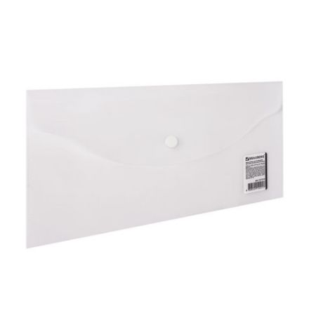 Папка-конверт с кнопкой МАЛОГО ФОРМАТА (250х135 мм), матовая прозрачная, 0,18 мм, BRAUBERG, 227316 Папка-конверт с кнопкой МАЛОГО ФОРМАТА (250х135 мм), матовая прозрачная, 0,18 мм, BRAUBERG, 227316