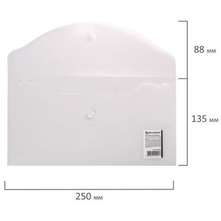 Папка-конверт с кнопкой МАЛОГО ФОРМАТА (250х135 мм), матовая прозрачная, 0,18 мм, BRAUBERG, 227316 Папка-конверт с кнопкой МАЛОГО ФОРМАТА (250х135 мм), матовая прозрачная, 0,18 мм, BRAUBERG, 227316
