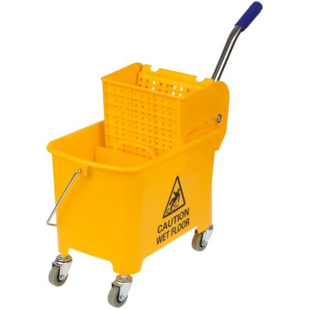 УЦЕНКА - Тележка уборочная-ведро OfficeClean Professional, 2 секции, 20л, прямоугол., механич. отжим, желтая (осн 260496)