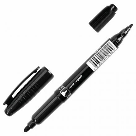 Маркер перманентный двусторонний BRAUBERG, ЧЕРНЫЙ, круглый наконечник, 2/4 мм, 150836 Маркер перманентный двусторонний BRAUBERG, ЧЕРНЫЙ, круглый наконечник, 2/4 мм, 150836