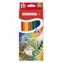 Карандаши цветные акварельные Kores с кистью 12 цветов трехгранные с точилкой