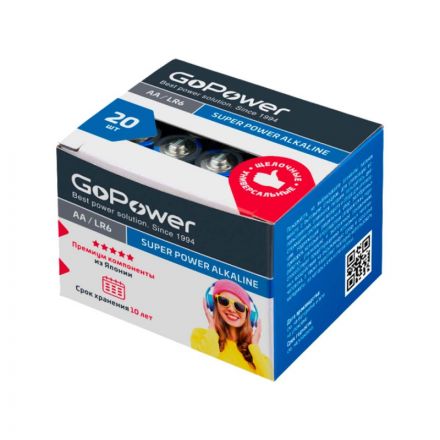 Батарейка GoPower LR6 AA BOX 20шт/уп Shrink 4 Alkaline 1.5V (4/20/640) Батарейка GoPower LR6 AA BOX 20шт/уп Shrink 4 Alkaline 1.5V (4/20/640)