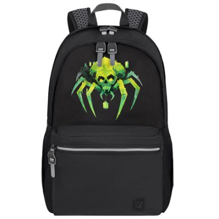 Рюкзак BRAUBERG FASHION CITY универсальный, 2 отделения, "Green Spider", черный, 46х31х15 см, 273839 Рюкзак BRAUBERG FASHION CITY универсальный, 2 отделения, "Green Spider", черный, 46х31х15 см, 273839