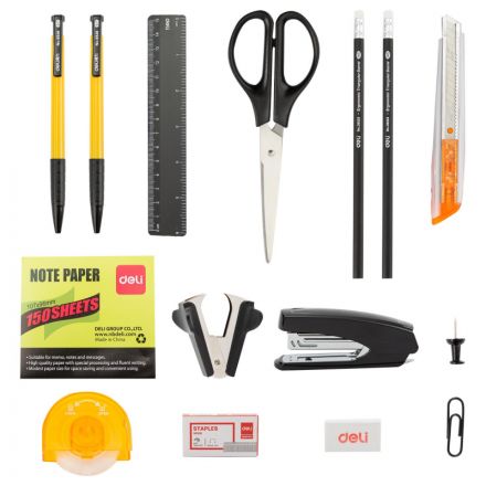 Набор настольный канцелярский Deli E38252A 17 предметов черный/ прозрачный Набор настольный канцелярский Deli E38252A 17 предметов черный/ прозрачный