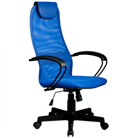 Кресло для руководителя BР-8 PL синее (ткань/сетка/экокожа/металл/пластик)