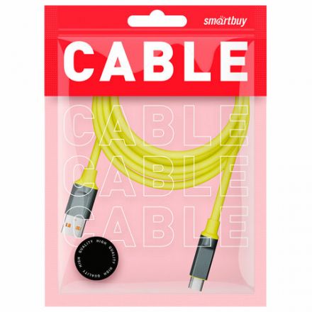 Кабель BOLD USB – Type-C, 1 м, 3 А, SMARTBUY, для быстрой зарядки и передачи данных, толстый, желтый, 18133, 3112BOLD-YELLOW Кабель BOLD USB – Type-C, 1 м, 3 А, SMARTBUY, для быстрой зарядки и передачи данных, толстый, желтый, 18133, 3112BOLD-YELLOW