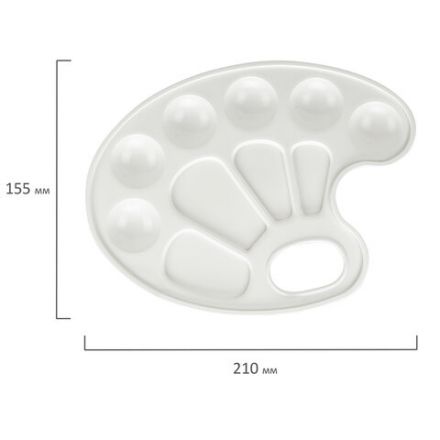 Палитра для рисования BRAUBERG KIDS, белая, овальная, 10 ячеек, 192353 Палитра для рисования BRAUBERG KIDS, белая, овальная, 10 ячеек, 192353