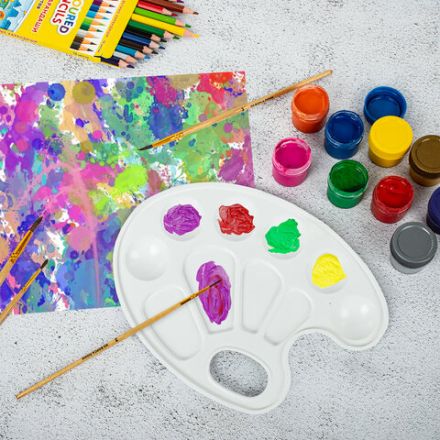 Палитра для рисования BRAUBERG KIDS, белая, овальная, 10 ячеек, 192353 Палитра для рисования BRAUBERG KIDS, белая, овальная, 10 ячеек, 192353