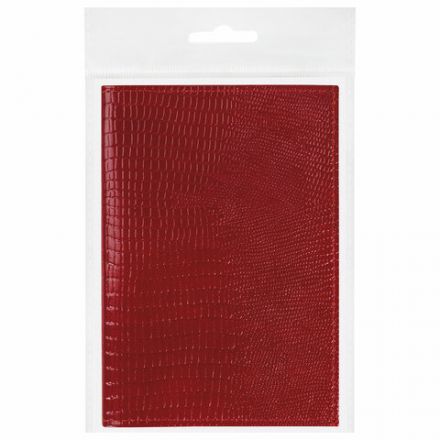 Обложка для паспорта натуральная кожа ящерица, без тиснения, красная, BRAUBERG, 238190