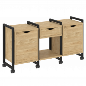 Loft Тумба на колесных опорах наборная. Вариант №7 VR.L-TN-7.K Тиквуд светлый/Чёрный металл 1440*460*767
