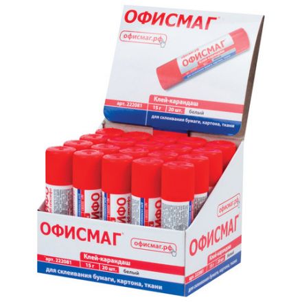 Клей-карандаш ОФИСМАГ, 15 г, 222081 Клей-карандаш ОФИСМАГ, 15 г, 222081