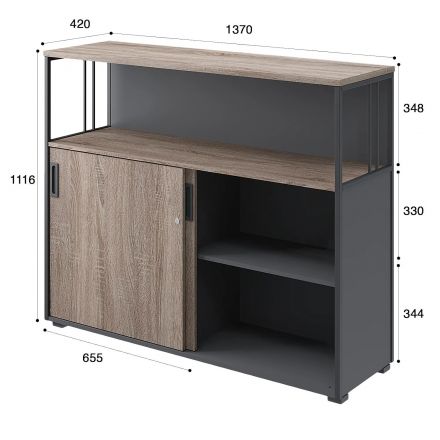 Шкаф-купе Комус Мебель К-Loft 241Н042 1370х420х1116 дуб сонома темн/графит