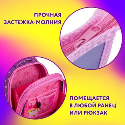 Папка для тетрадей ЮНЛАНДИЯ А4, 1 отделение, пластик, на молнии, "Anime hugs", 272138