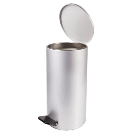 Ведро мусорное с педалью 30 литров, УСИЛЕННОЕ, серое, оцинкованная сталь, ТИТАН