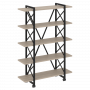 Loft Стеллаж на колесных опорах-5 полок VR.L-MST.K-5.8V Дуб аттик/Чёрный металл 1200*400*1704