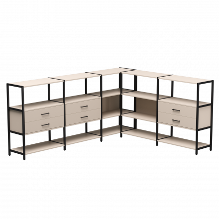 Набор стеллажных систем №15 Everprof EVO 2440x2020x1120 Кашемир/Черный