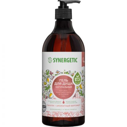 Гель для душа Synergetic Пачули и ароматный бергамот увлажняющий, 750мл Гель для душа Synergetic Пачули и ароматный бергамот увлажняющий, 750мл
