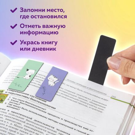 Закладки для книг МАГНИТНЫЕ, "CATS", набор 6 шт., 60x20 мм, BRAUBERG, 113159 Закладки для книг МАГНИТНЫЕ, "CATS", набор 6 шт., 60x20 мм, BRAUBERG, 113159