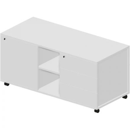 Тумба A/S/P/M/N/F/C мобильная серв. R 120х53х57 Белый/Белый UMU1253BDBLBL