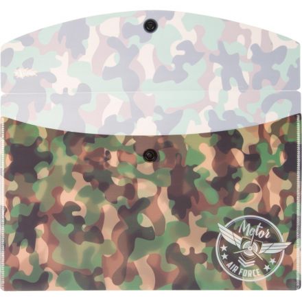 Папка-конверт на кнопке А5 №1 School Military (зелен) 2шт/уп