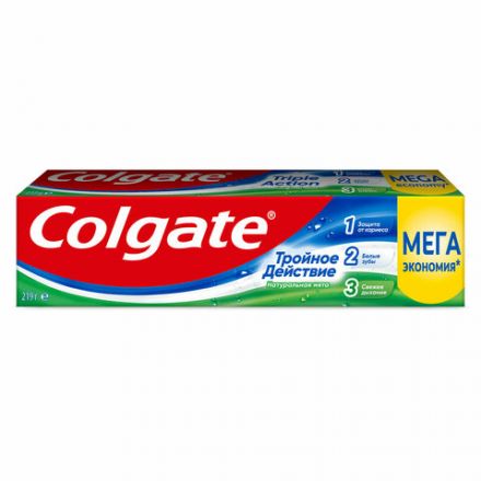Зубная паста 150 мл COLGATE "Натуральная мята", тройное действие, с фторидом, 6920354806926 Зубная паста 150 мл COLGATE "Натуральная мята", тройное действие, с фторидом, 6920354806926