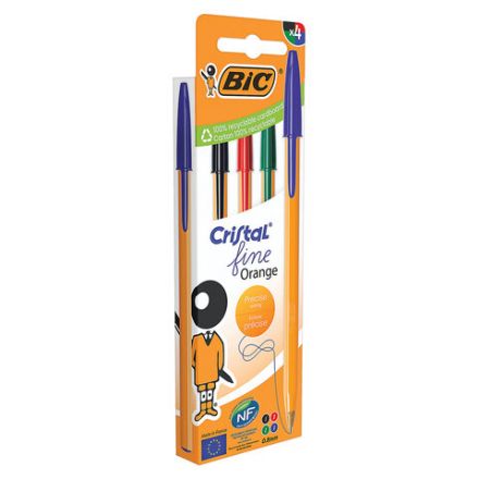 Ручки шариковые BIC "Orange Original", НАБОР 4 ЦВЕТА, узел 0,8 мм, линия 0,3 мм, пакет, 8308541/516337