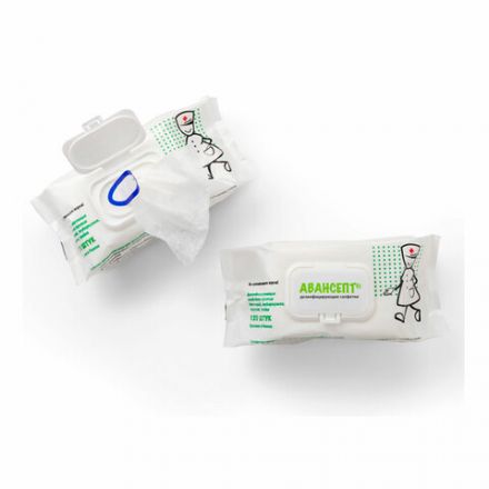 Дезинфицирующие салфетки спиртовые 120 шт., АВАНСЕПТ, для обработки рук и поверхностей, клапан-крышка Дезинфицирующие салфетки спиртовые 120 шт., АВАНСЕПТ, для обработки рук и поверхностей, клапан-крышка