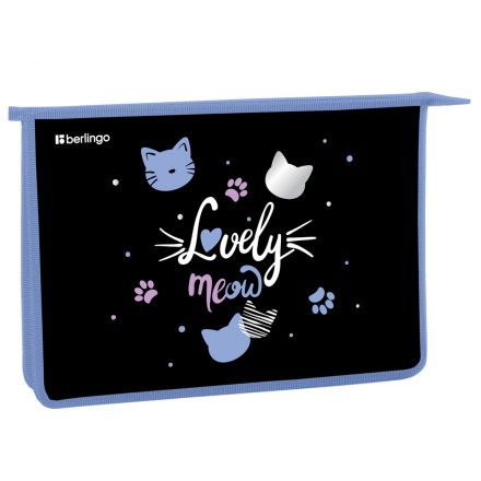 Папка для тетрадей 1 отделение, А4 Berlingo "Lovely Meow", 340*245*40 мм, пластик, на молнии