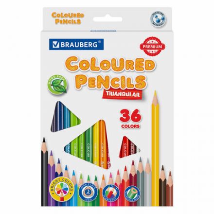 Карандаши цветные BRAUBERG PREMIUM, 36 цветов, трехгранные, грифель 3 мм, 181664 Карандаши цветные BRAUBERG PREMIUM, 36 цветов, трехгранные, грифель 3 мм, 181664