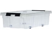 Ящик 580х390х180 мм с крышкой и клипсами, на роликах, прозрачный Ящик 580х390х180 мм с крышкой и клипсами, на роликах, прозрачный