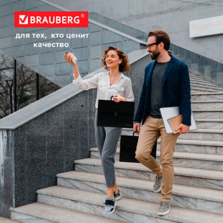 Папка-портфель пластиковая BRAUBERG А4 (332х245х35 мм), 13 отделений, фактура диагональ, черная, 221375