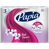 Бумага туалетная Papia Балийский Цветок 3сл бел 100%цел 16,8м 140л 12рул/уп