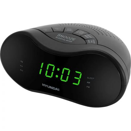 Радиобудильник Hyundai H-RCL200 черный LED подсв:зеленая часы:цифр AM/FM Радиобудильник Hyundai H-RCL200 черный LED подсв:зеленая часы:цифр AM/FM