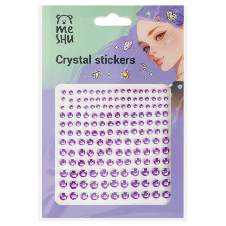 Стразы самоклеящиеся для макияжа лица MESHU "Purple drops" 162 наклейки, инд. уп., европодвес
