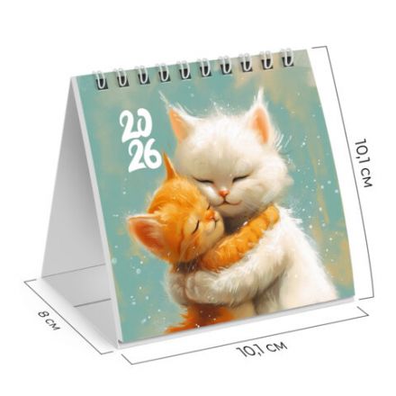 Календарь-домик настольный на гребне, 2026 г., BRAUBERG, 101х101 мм, "Котики", 117274 Календарь-домик настольный на гребне, 2026 г., BRAUBERG, 101х101 мм, "Котики", 117274